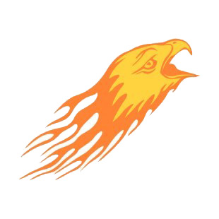 Flamboyant eagle head with beak open listed in flames decals.