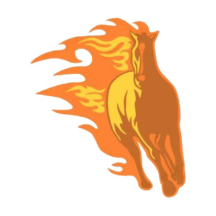 Flamboyant horse running listed in flames decals.