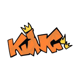 Orange king word graffiti with yellow crowns drawing listed in graffiti decals.