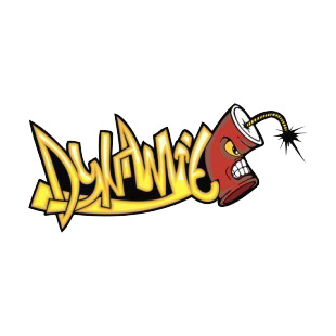 Orange dynamite word angry dynamite stick drawing listed in graffiti decals.