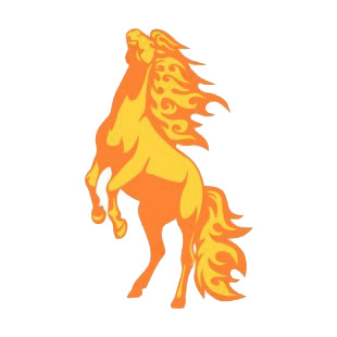 Flamboyant horse standing on two legs listed in flames decals.