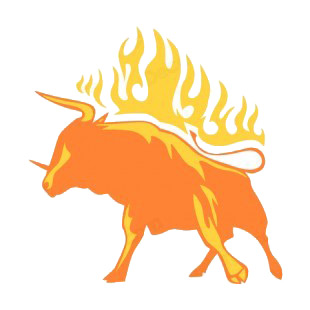 Flamboyant bull listed in flames decals.
