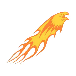Flamboyant eagle head with beak open listed in flames decals.