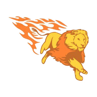 Flamboyant running lion listed in flames decals.