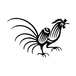 Rooster with long tail listed in birds decals.