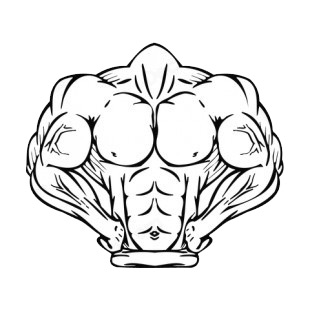 Muscular body posing mascot listed in mascots decals.