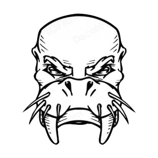 Walrus face with tusks and whiskers mascot listed in mascots decals.