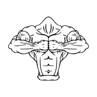 Muscular body with both fists together mascot listed in mascots decals.
