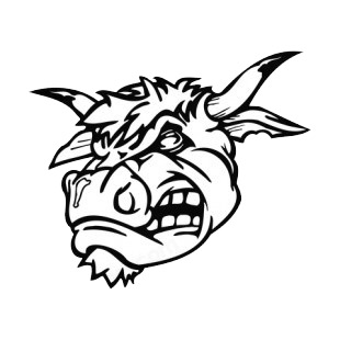 Angry bull face mascot listed in mascots decals.