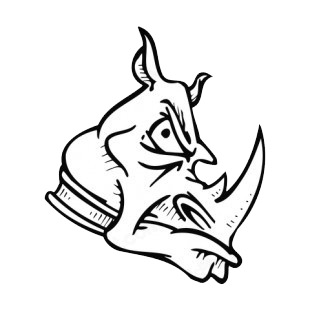 Angry rhinoceros face mascot listed in mascots decals.