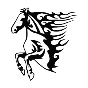 Flamboyant horse jumping listed in flames decals.