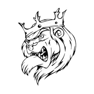 Angry lion face with crown mascot listed in mascots decals.