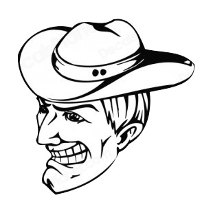 Man face smiling with hat mascot listed in mascots decals.