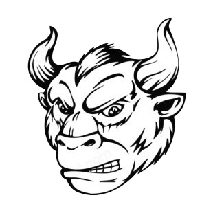 Angry animal man with curved horns mascot listed in mascots decals.
