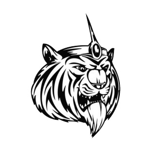 Angry lion face with crown with spike mascot listed in mascots decals.