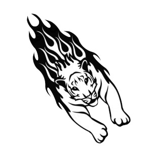Flamboyant white tiger running  listed in flames decals.