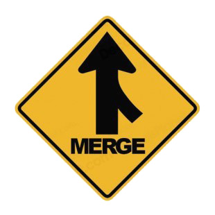 Road merge with text from the right warning sign listed in road signs decals.