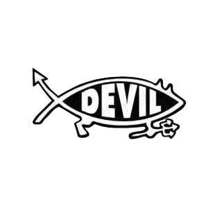 Funny devil fish with fork satan funny decals, decal sticker #2026