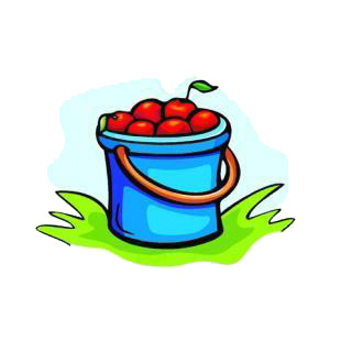 Apples in a blue bucket listed in agriculture decals.