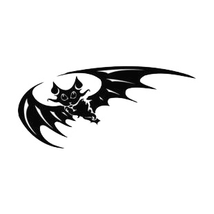 Bat with eyes and wings wide open listed in bats decals.