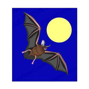 Bat flying at moonlight listed in bats decals.