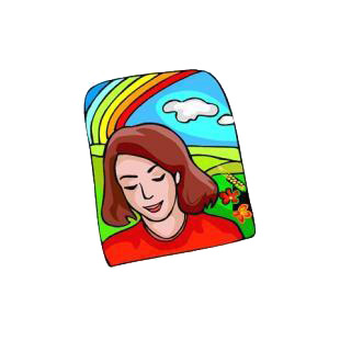 Women with rainbow over her listed in agriculture decals.