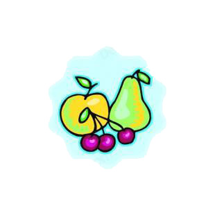 Apple,pear and cherries listed in agriculture decals.