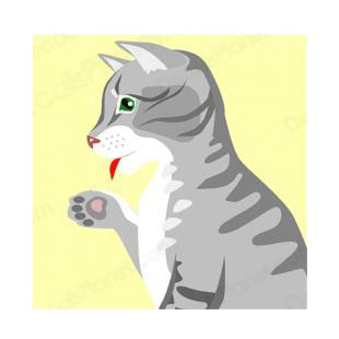 Cat licking paw listed in cats decals.