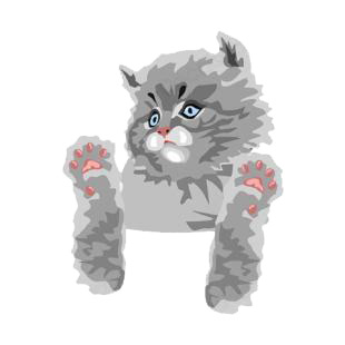 Grey cat with paws up listed in cats decals.