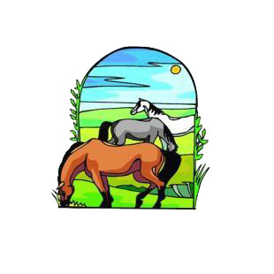 Horses in the pasture listed in agriculture decals.