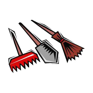 Rake,shovel and broom listed in agriculture decals.