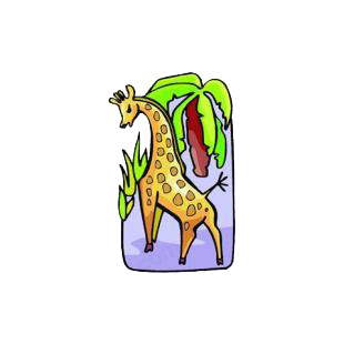 Giraffe listed in cartoon decals.