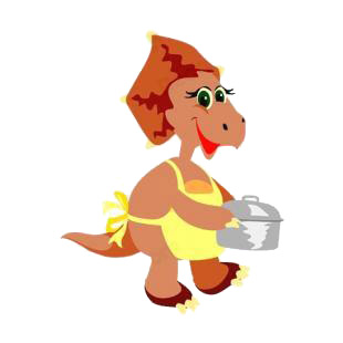 Triceratops cooking listed in dinosaurs decals.
