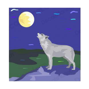Wolf roaring at night listed in dogs decals.