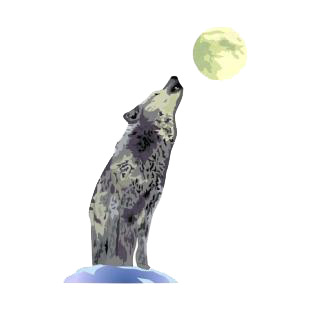 Wolf calling at moonlight listed in dogs decals.