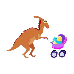 Dinosaur with carriage with egg listed in dinosaurs decals.