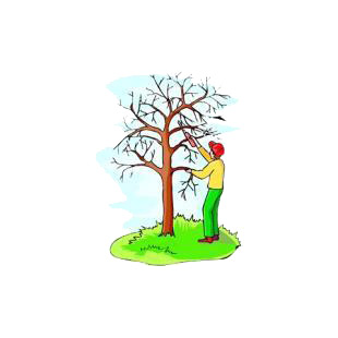Men cutting tree branches listed in agriculture decals.
