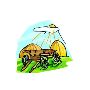 Wagon and haystacks listed in agriculture decals.