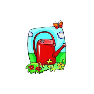 Sprinkling can with butterly and flowers listed in agriculture decals.
