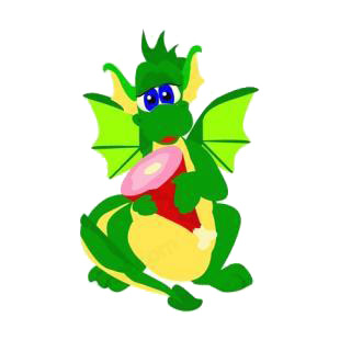 Green dragon holding ham listed in dragons decals.
