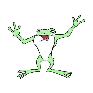 Frog with hands up listed in amphibians decals.