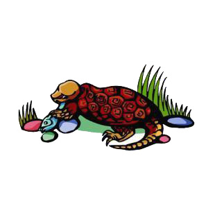 Turtle eating fish listed in amphibians decals.