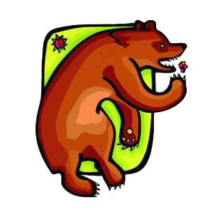 Angry brown bear listed in bears decals.