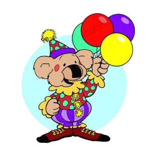 Koala clown with balloons listed in bears decals.