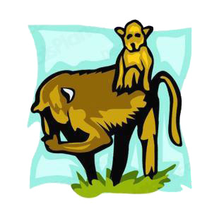 Baboon with baby baboon listed in monkeys decals.