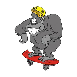 Gorilla skateboarding listed in monkeys decals.