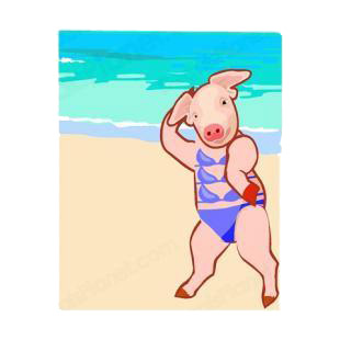 Pig posing at the beach listed in farm decals.