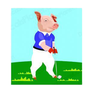 Pig playing golf listed in farm decals.