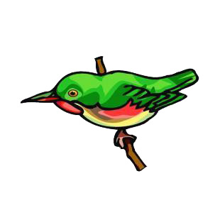 Green bird on a twig listed in birds decals.