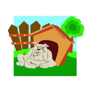 Bulldog with dog house listed in dogs decals.
